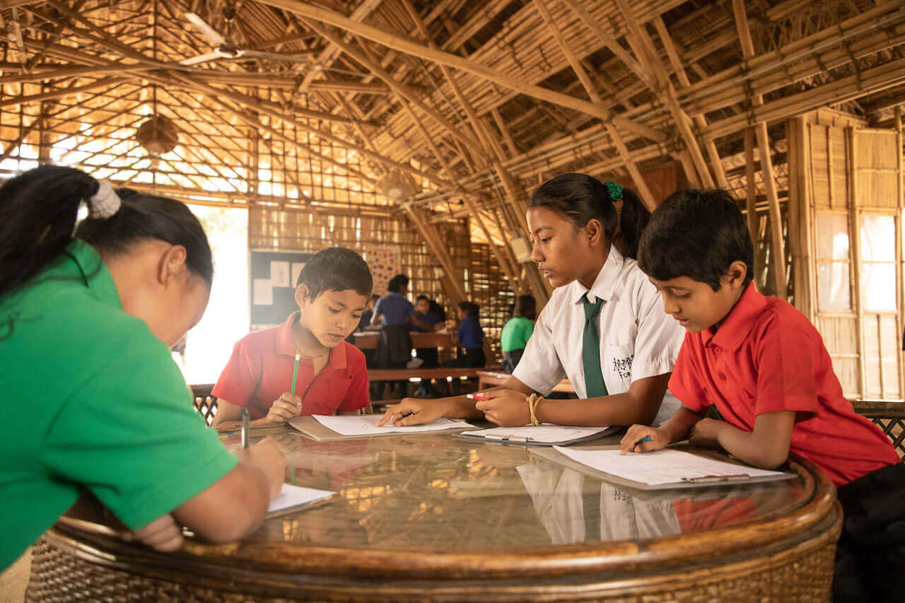 children studying