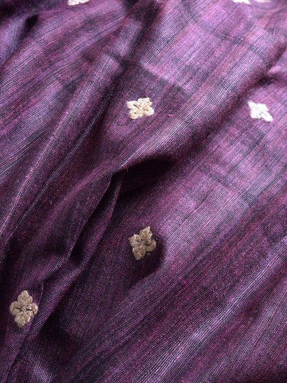 Orang - Patterned Eri Silk Stole Purple