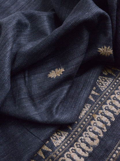 Orang- Patterned Eri Silk Stole Charcoal