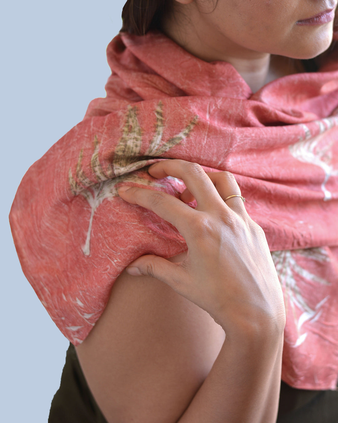 Asa - Pure Eri and Mulberry Textured Peach Silk Scarf