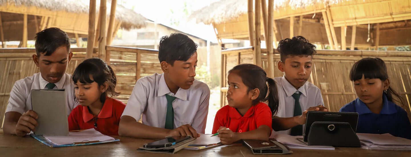 a group of students studying