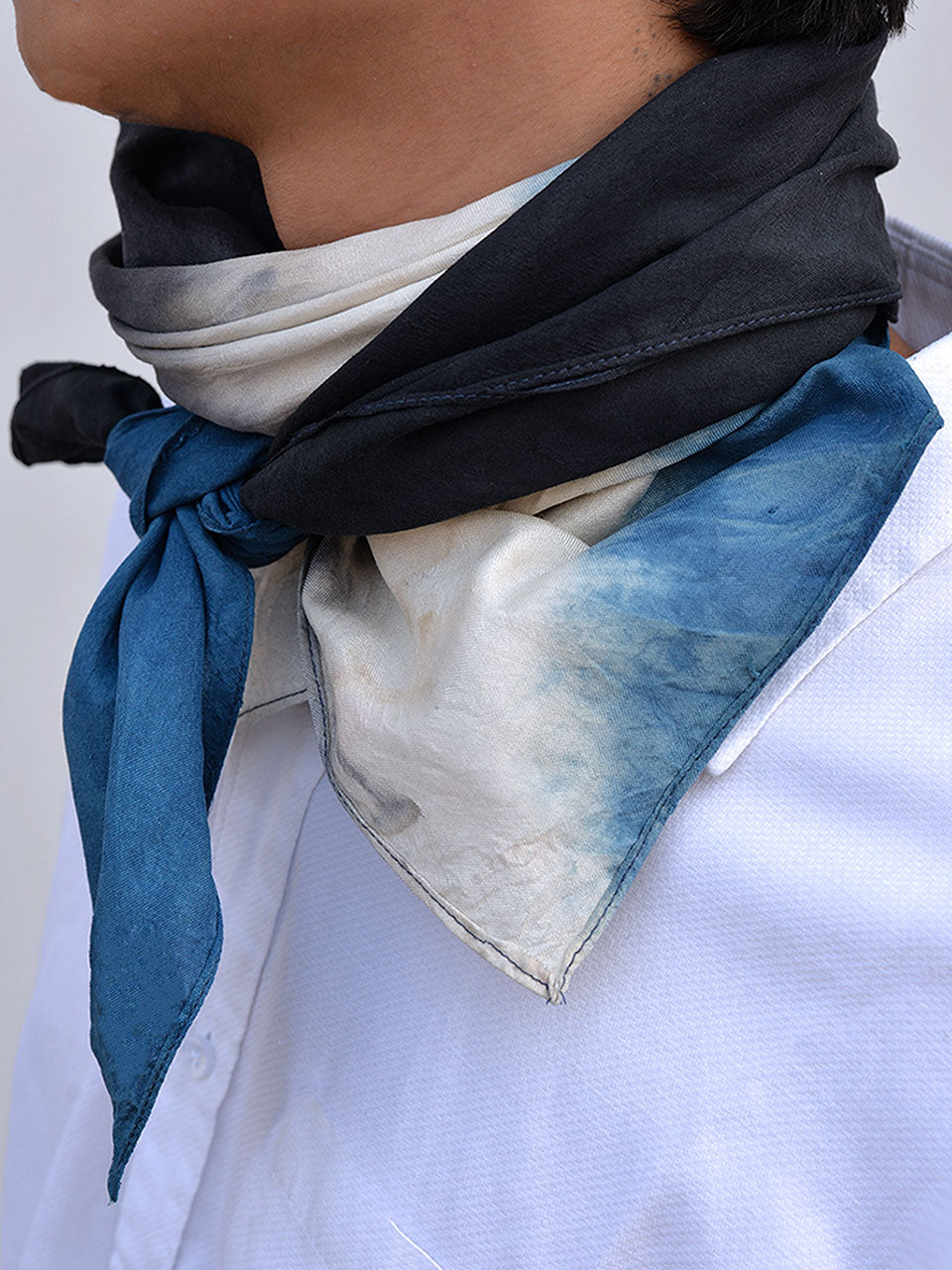 Asa - Pure Eri and Mulberry Blue Ombré Silk Scarf