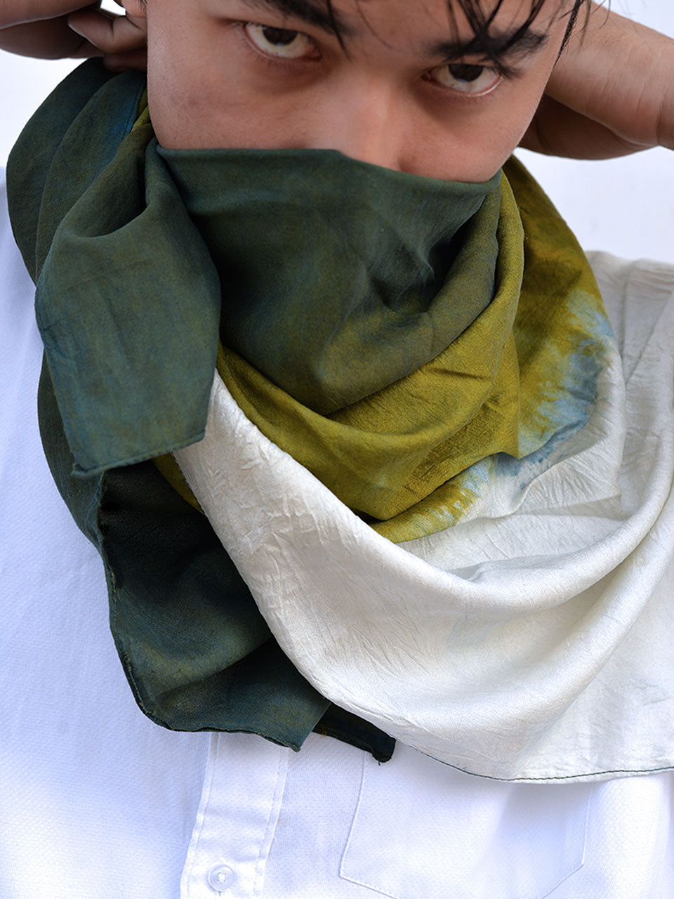 Asa - Pure Eri and Mulberry Green Ombré Silk Scarf