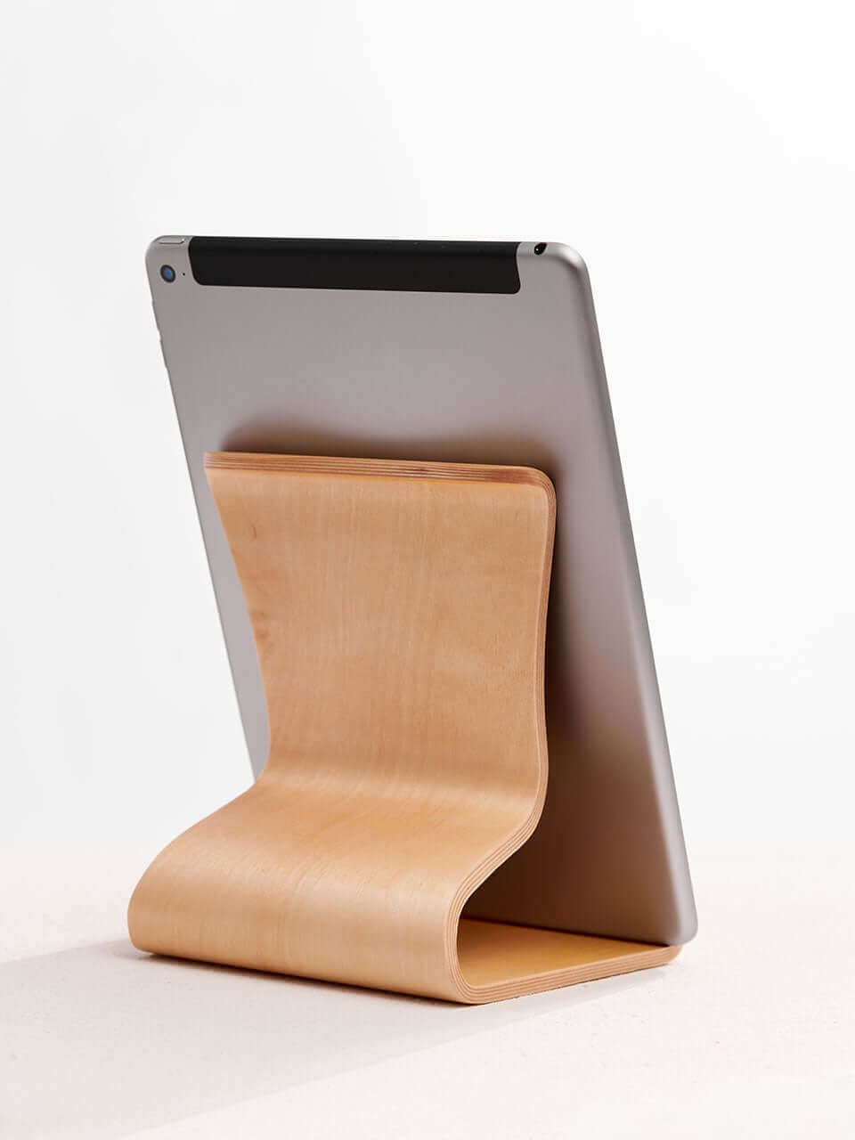 Wooden Tablet Stand holding a tablet